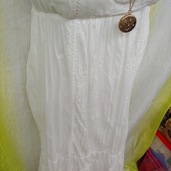 A Pea in the Pod • Boho White Crochet Long Maxi Maternity Dress Small Vacation - Picture 4 of 13